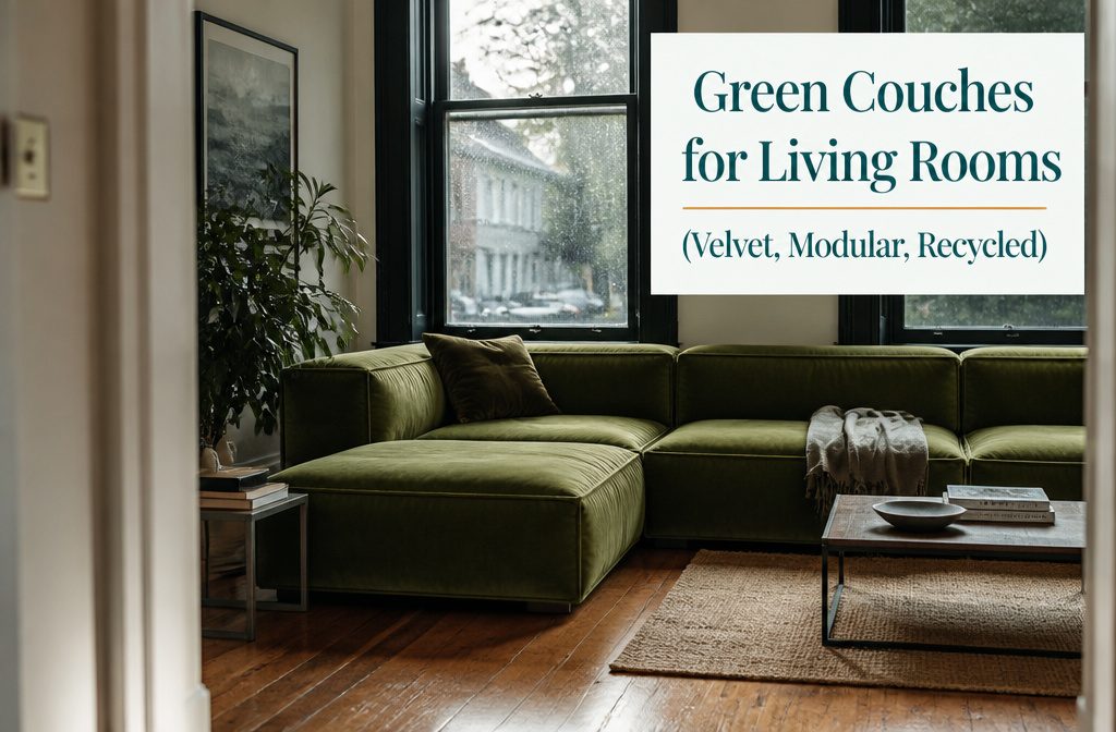9 Green Couches for Living Rooms (Velvet, Modular, Recycled)
