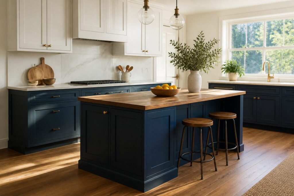 Two-Tone Kitchen Cabinets: Ideas for Upper, Lower, Island and Tall Layouts